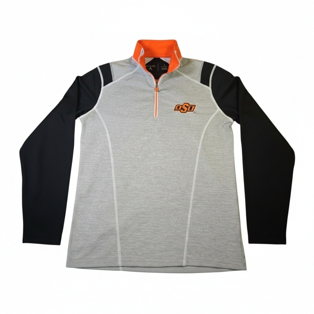 Antigua Oklahoma State University OSU Cowboys Mens Small 1/4 Zip Pullover Gray